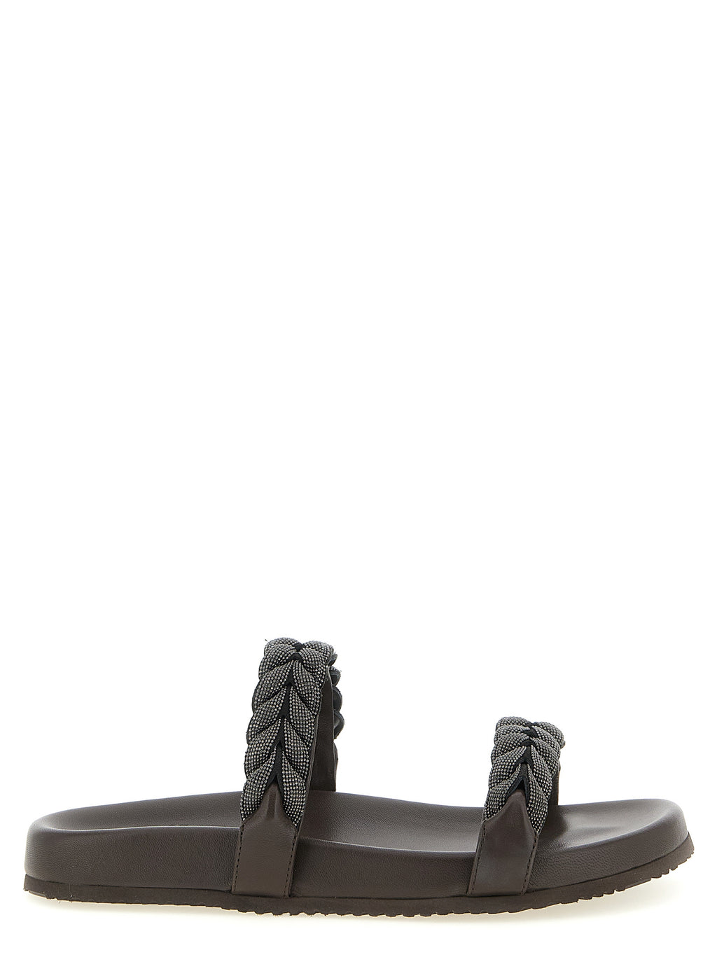Brown Leather Slides