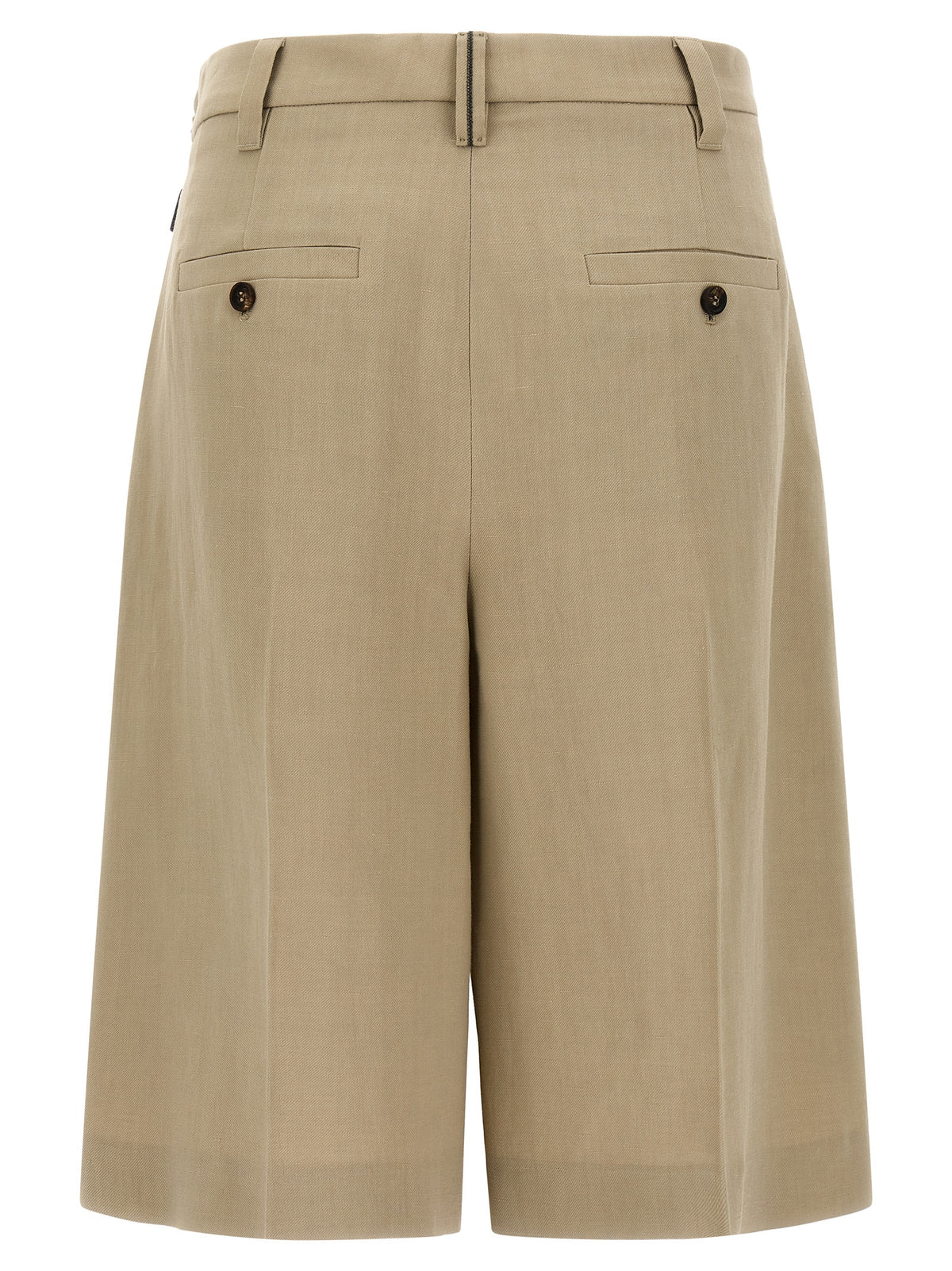 Beige Viscose Bermuda Shorts