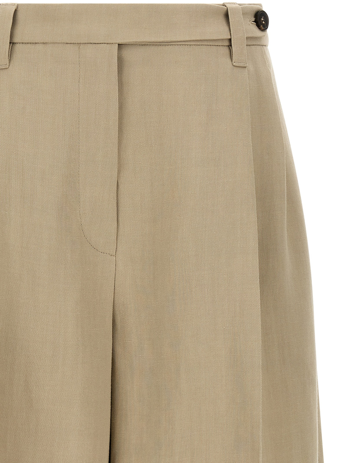 Beige Viscose Bermuda Shorts