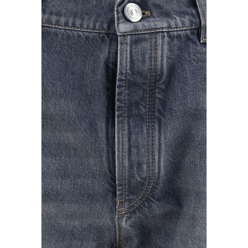 Gray Cotton Straight-Leg Jeans