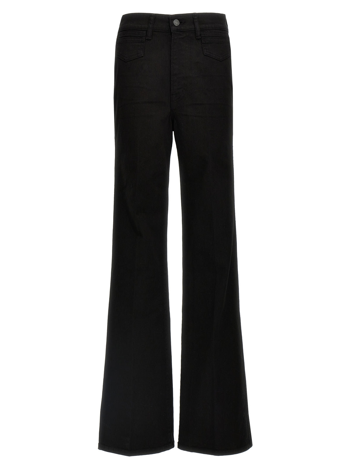 Black Cotton Flared Jeans