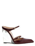 Red Leather Wedge Sandals