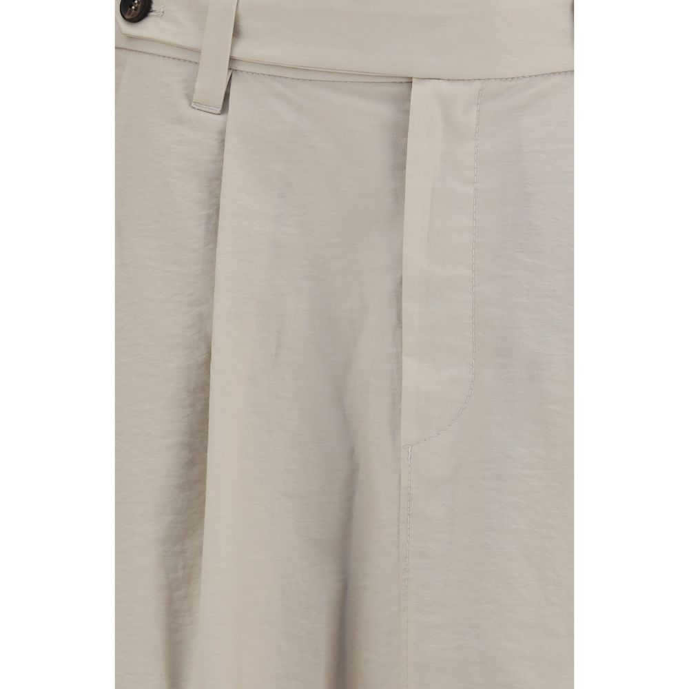 Beige Cotton Midi Skirt