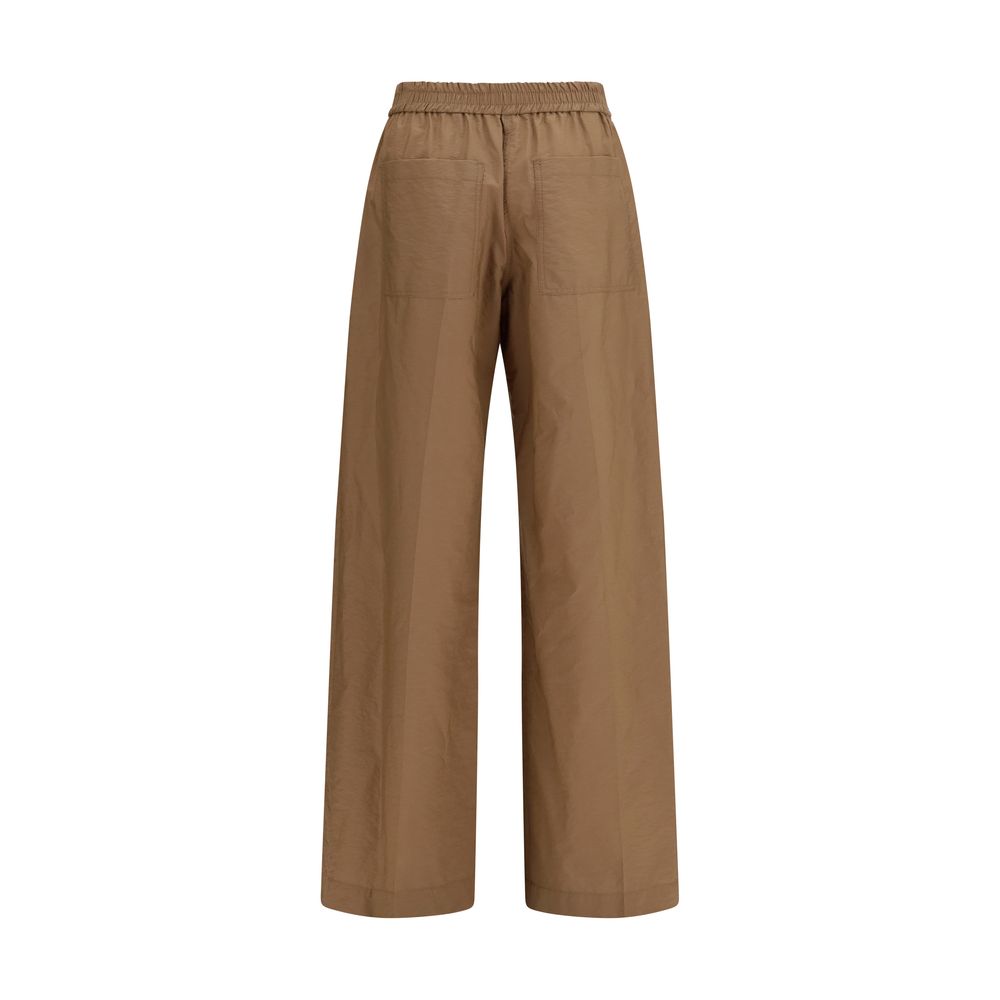 Brown Cotton Casual Pants