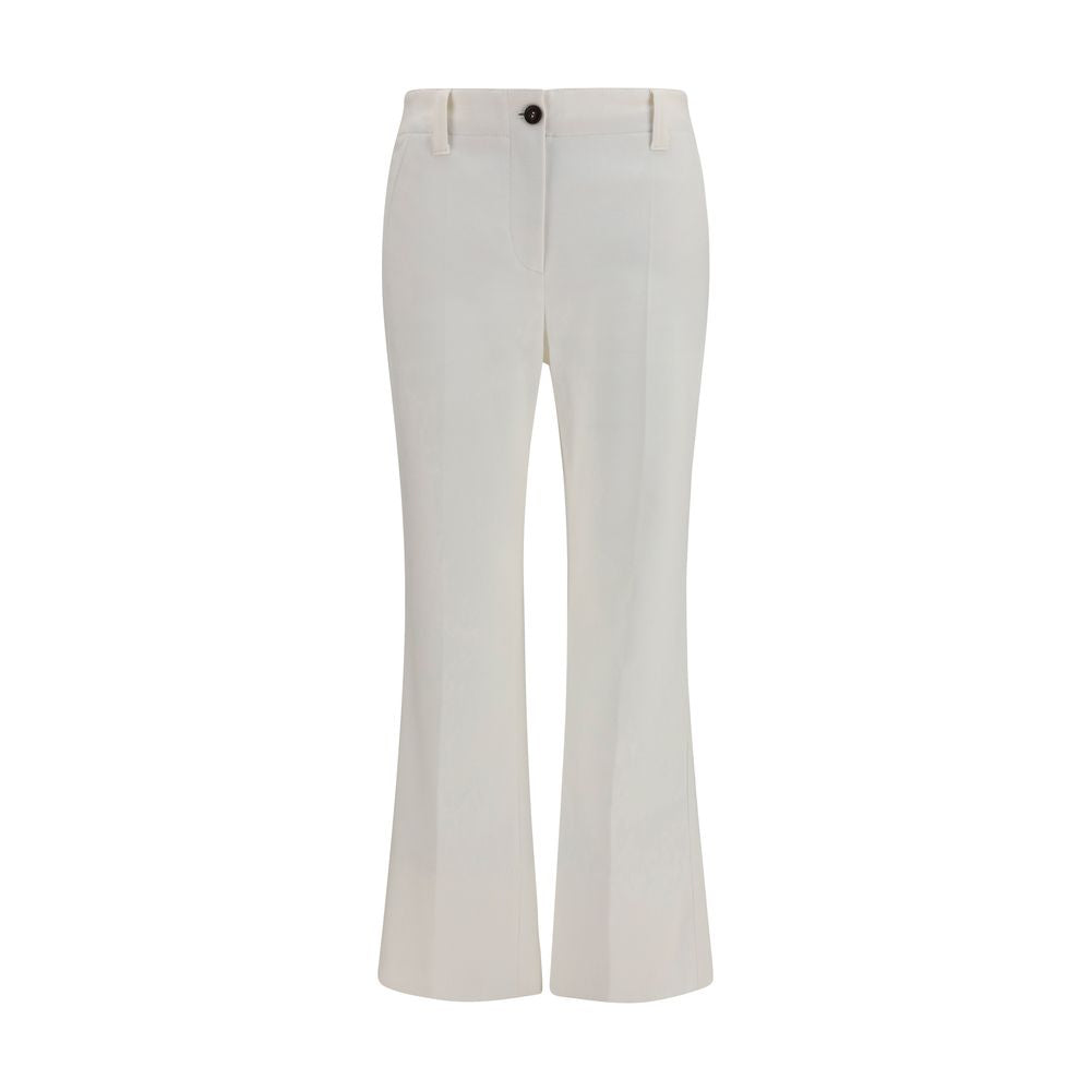 White Cotton Flared Pants