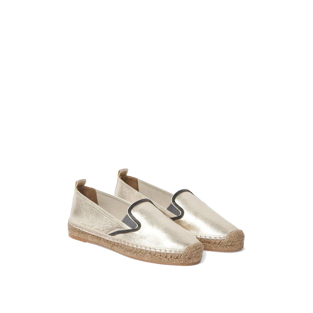 Gold Leather Espadrilles