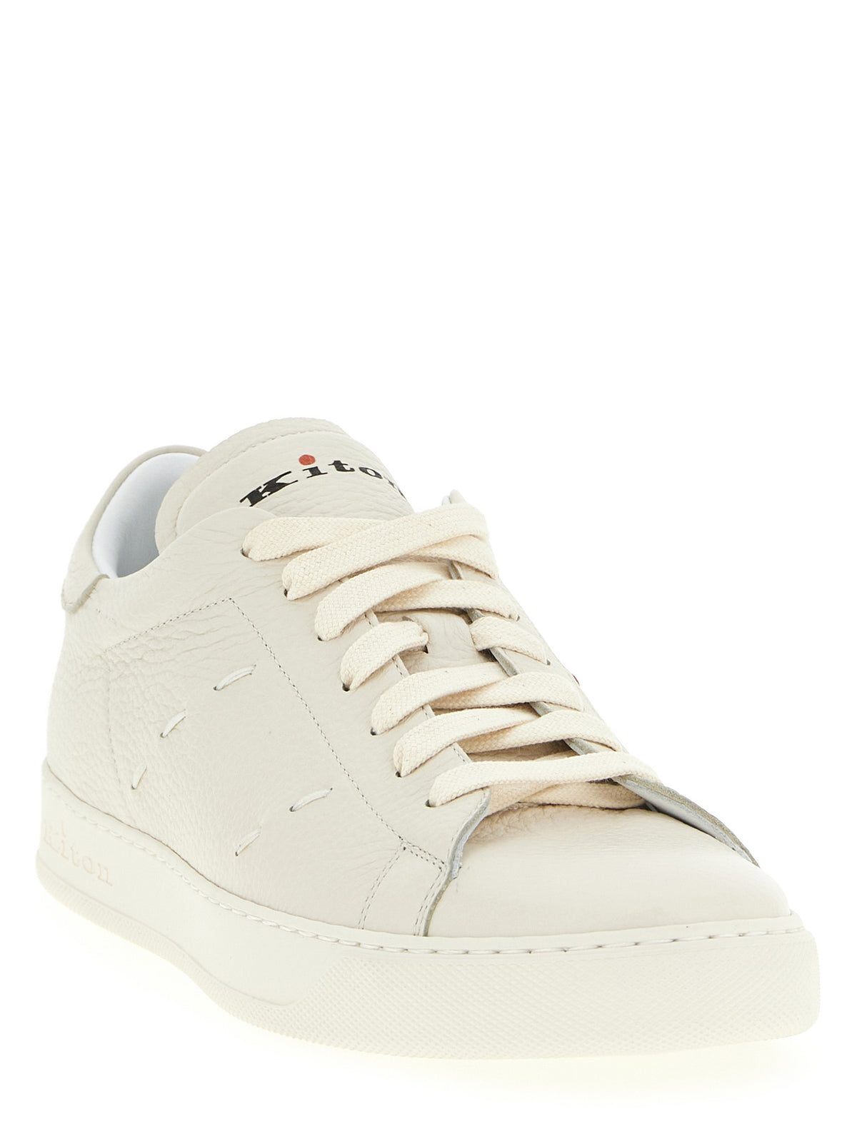 White Nubuc Leather Low Top Sneakers