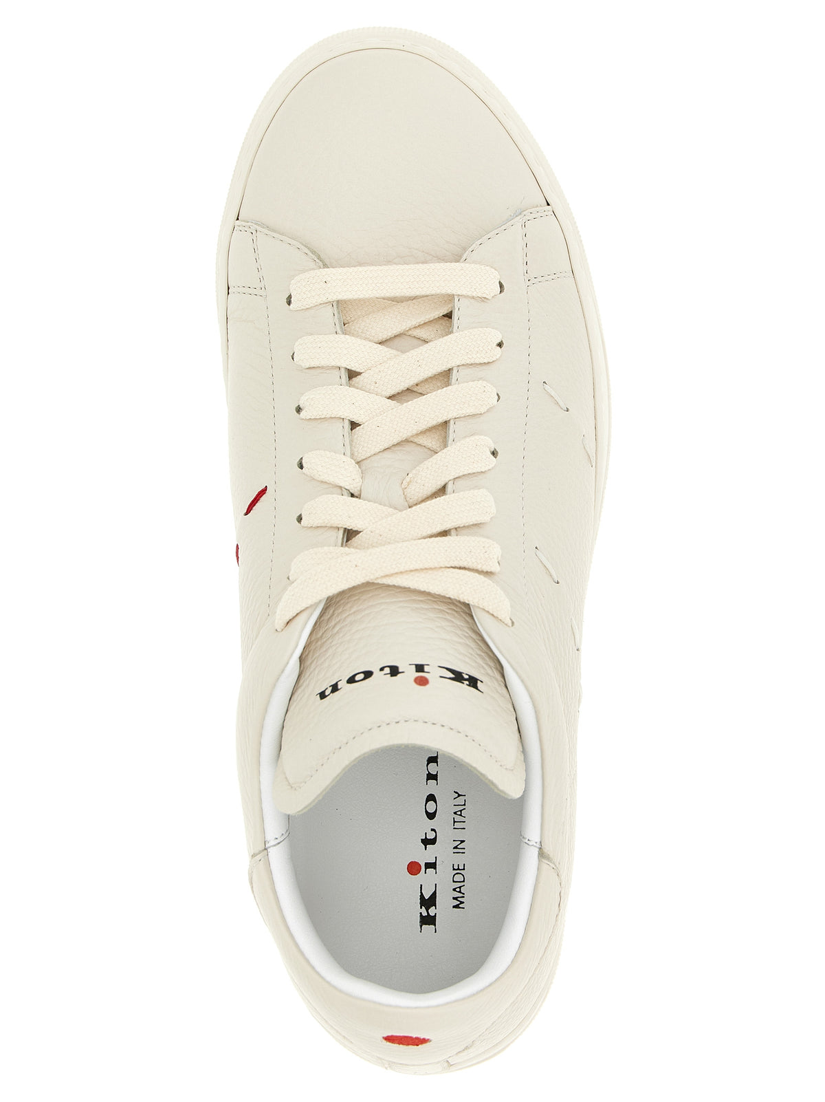 White Nubuc Leather Low Top Sneakers