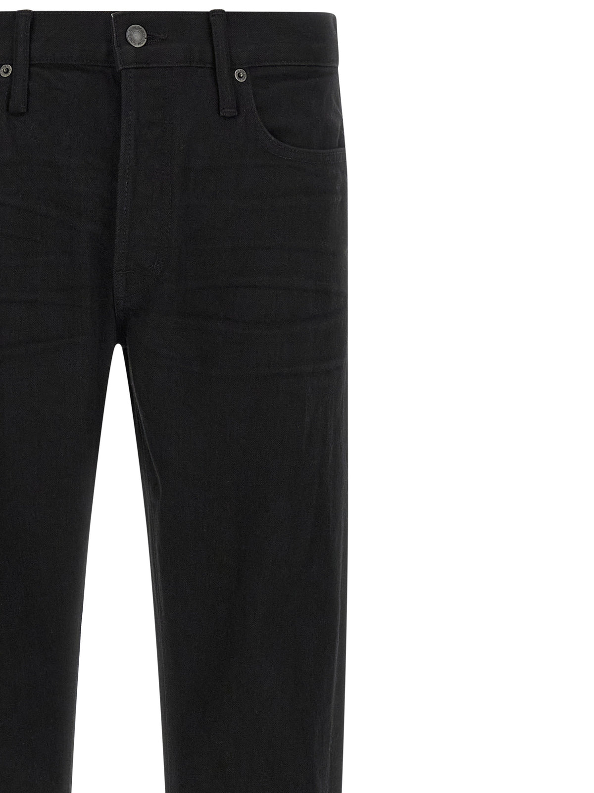 Black Cotton Straight-Leg Jeans