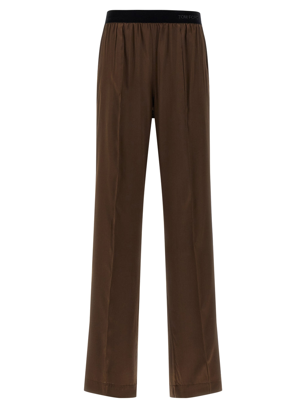 Brown Silk Casual Pants
