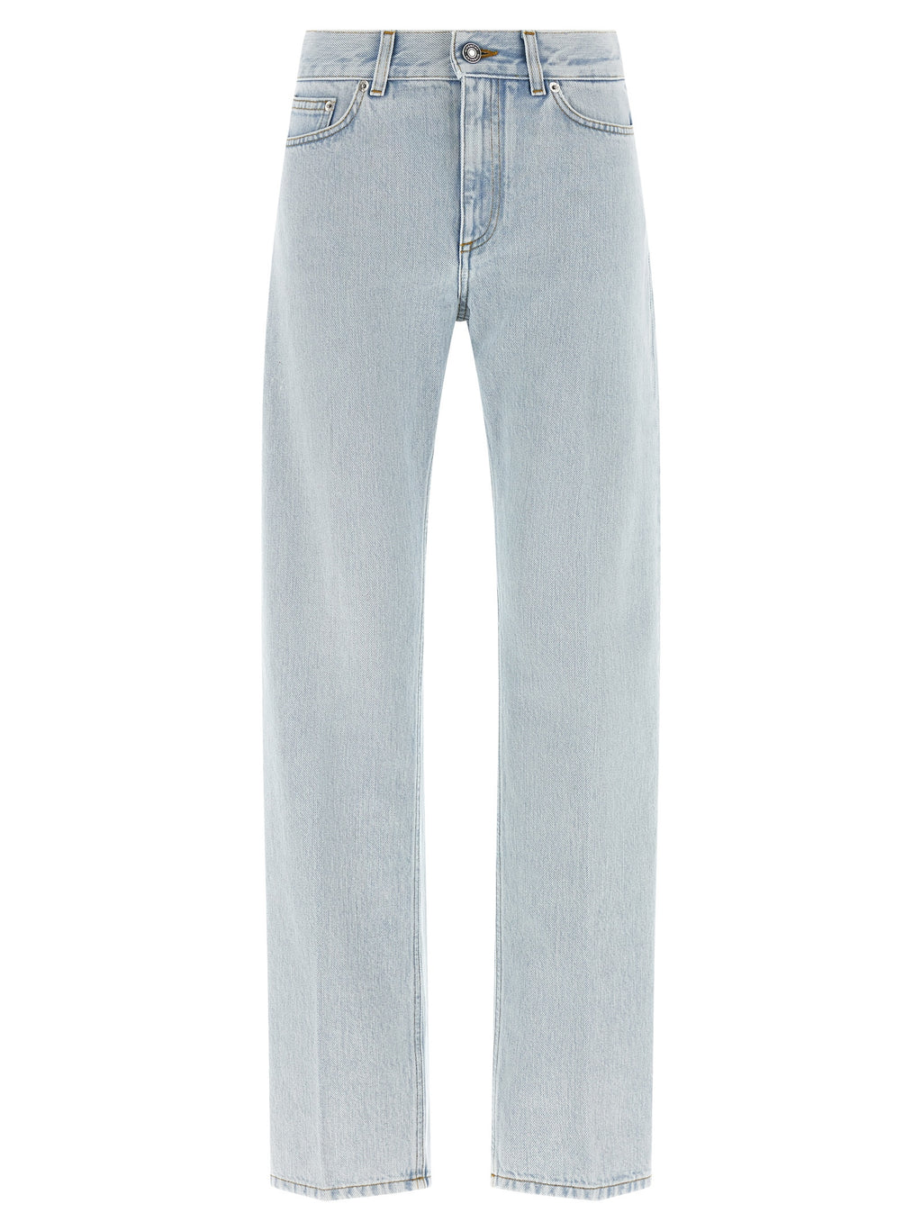 Blue Cotton Straight-Leg Jeans