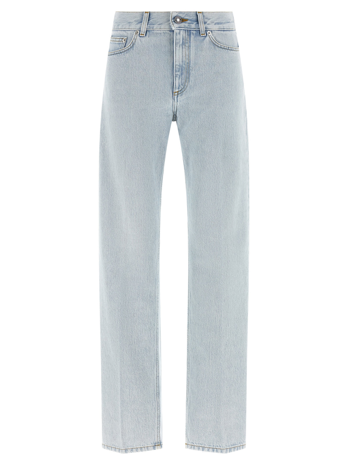 Blue Cotton Straight-Leg Jeans