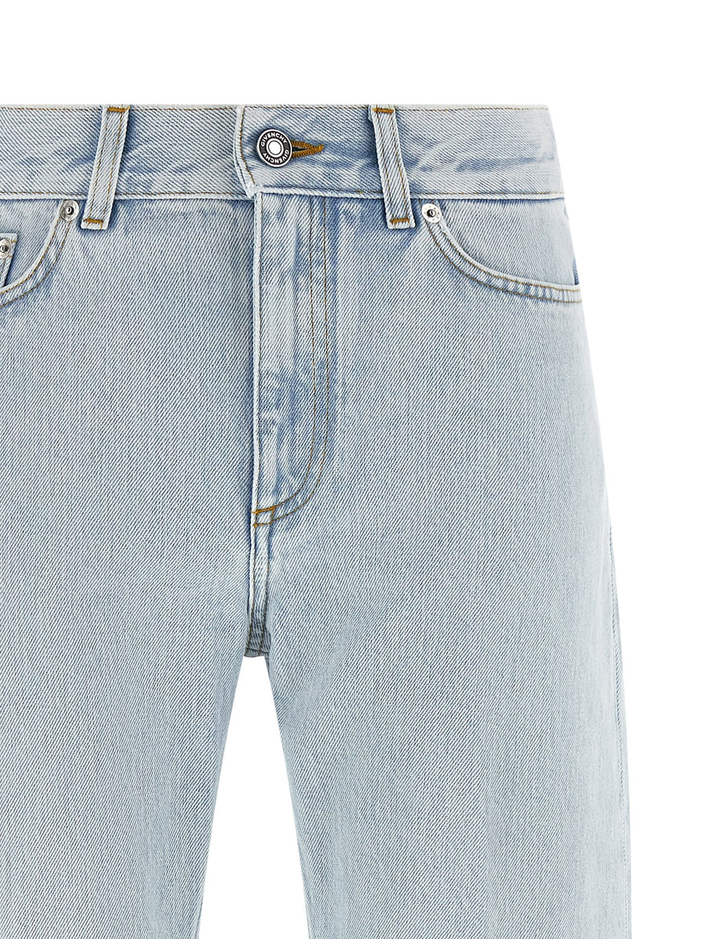 Blue Cotton Straight-Leg Jeans