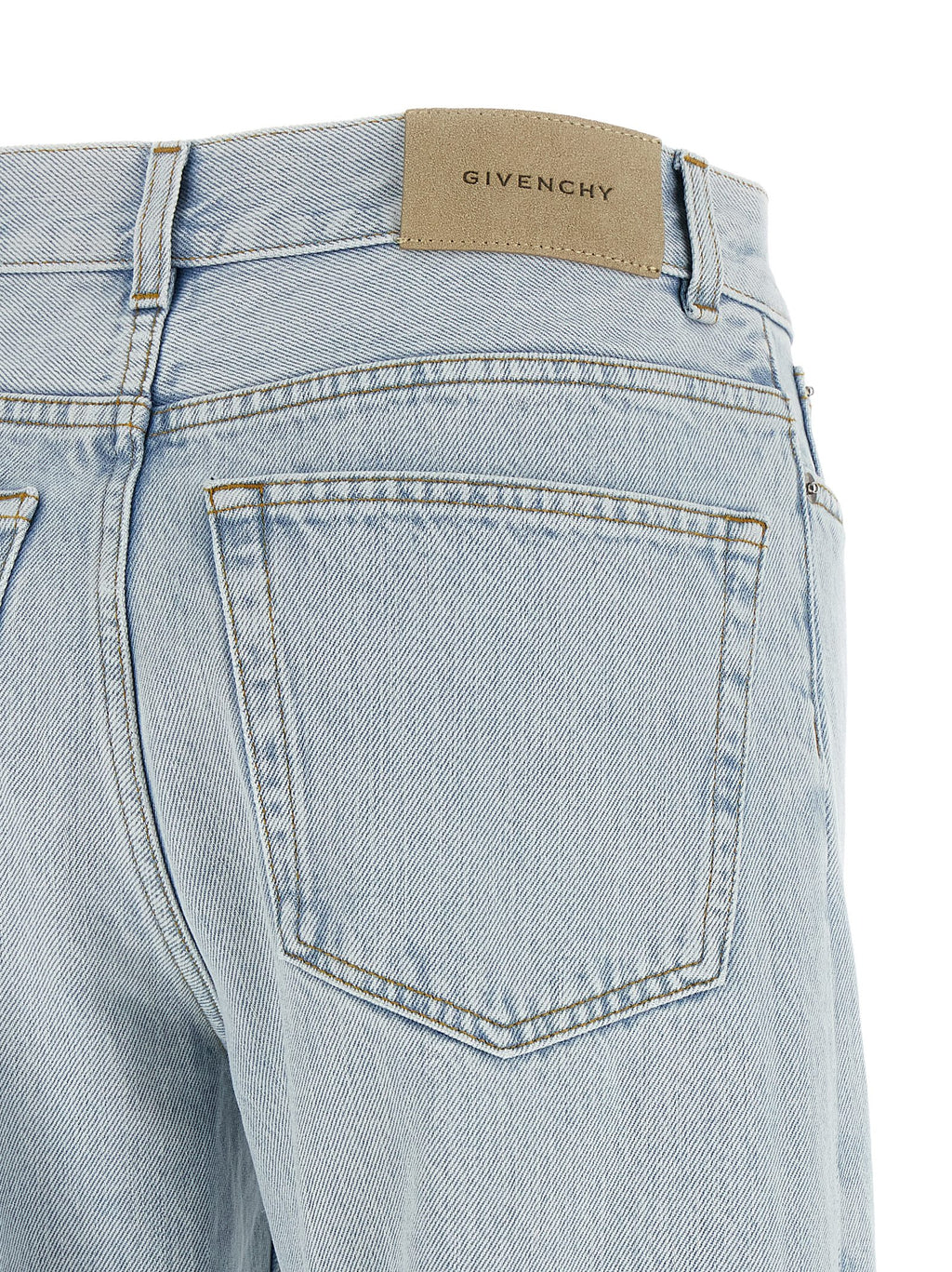 Blue Cotton Straight-Leg Jeans