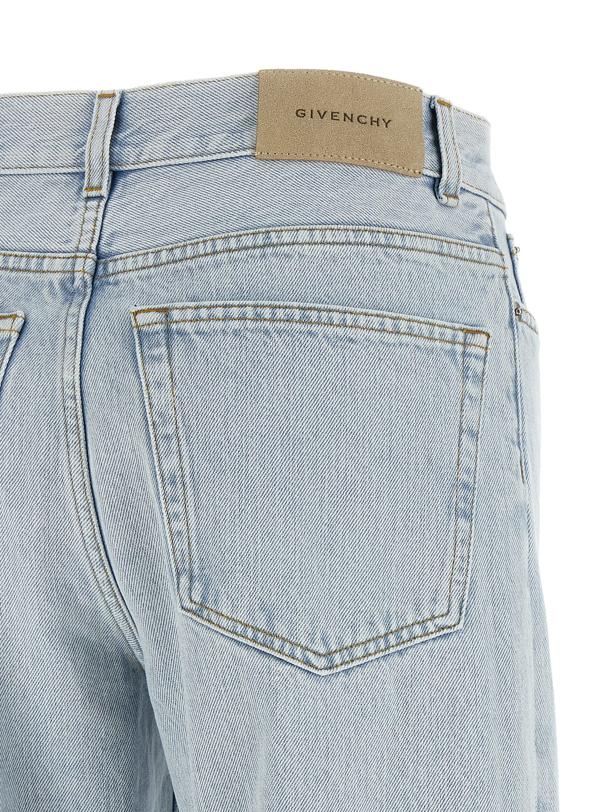 Blue Cotton Straight-Leg Jeans