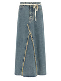 Blue Cotton Mini Skirt