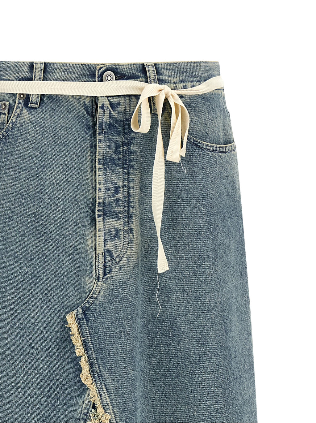 Blue Cotton Mini Skirt