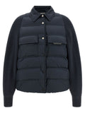 Blue Polyester Full-Length Jacket