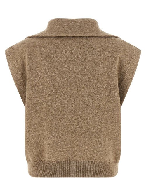 Beige Cashmere Sleeveless Jacket