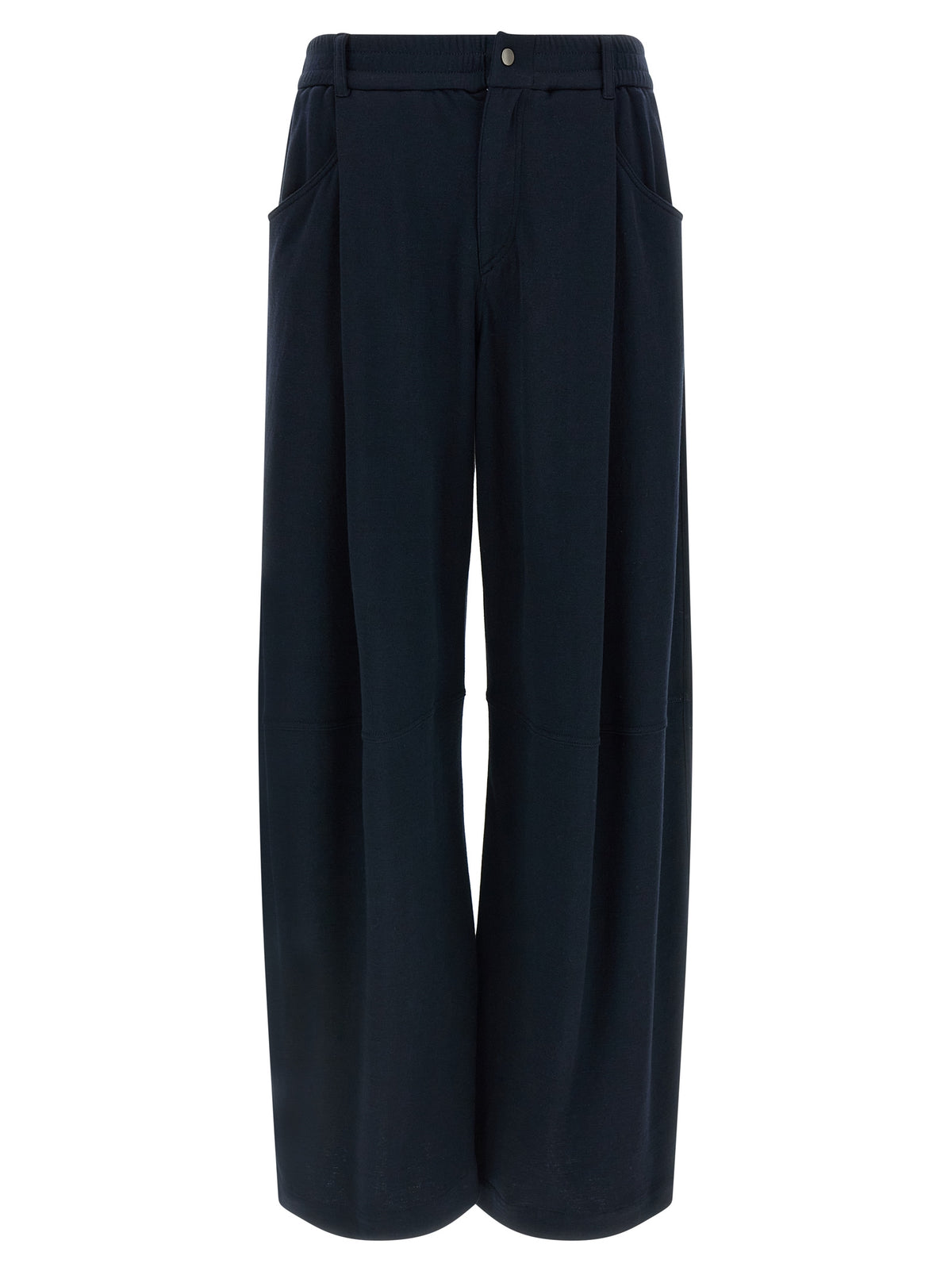 Blue Cotton Casual Pants