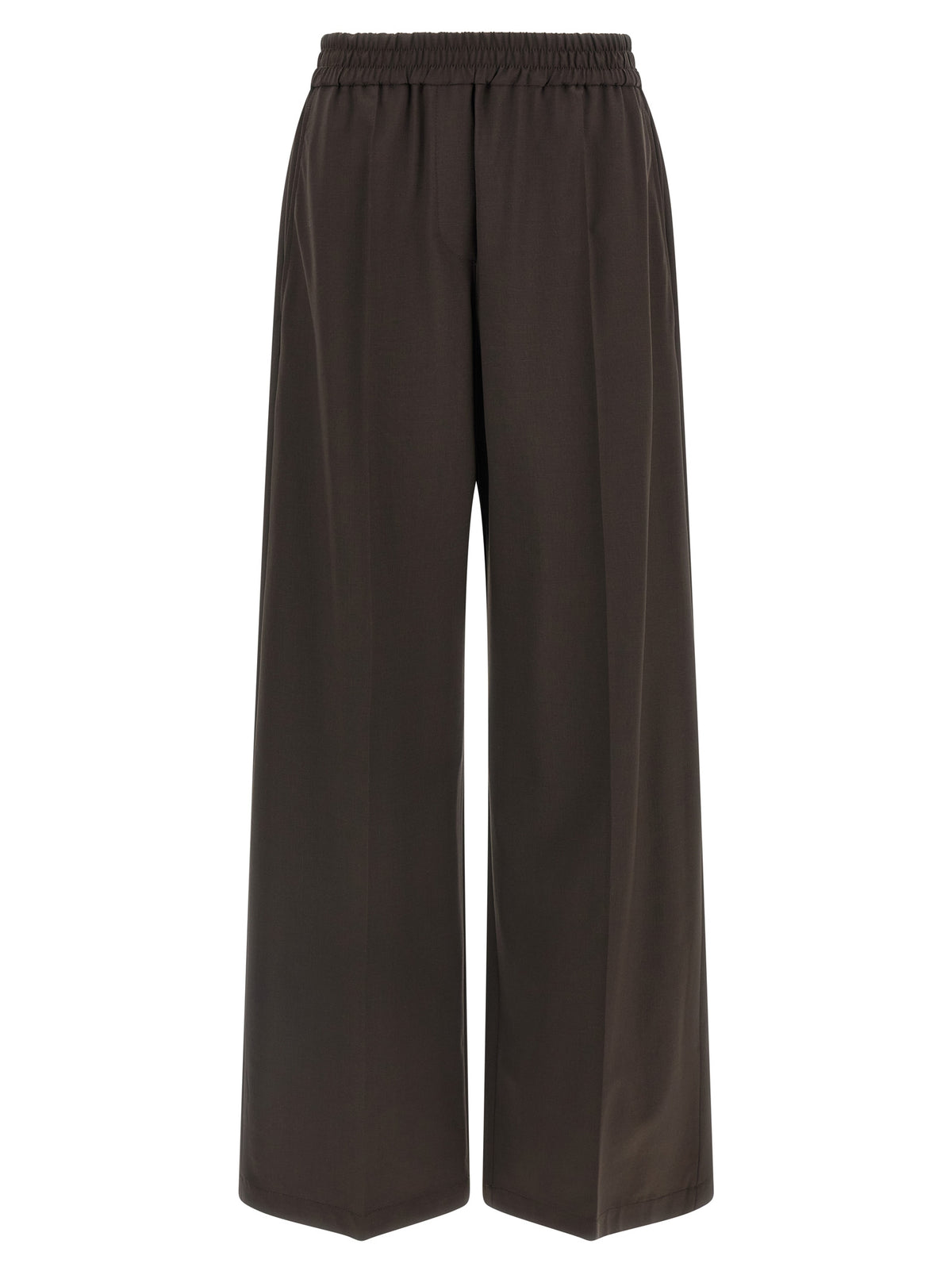 Brown Virgin Wool Casual Pants