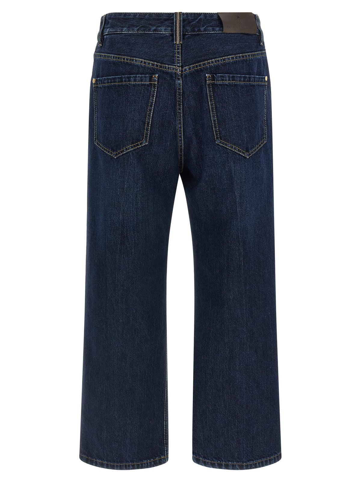 Blue Cotton Cropped Jeans