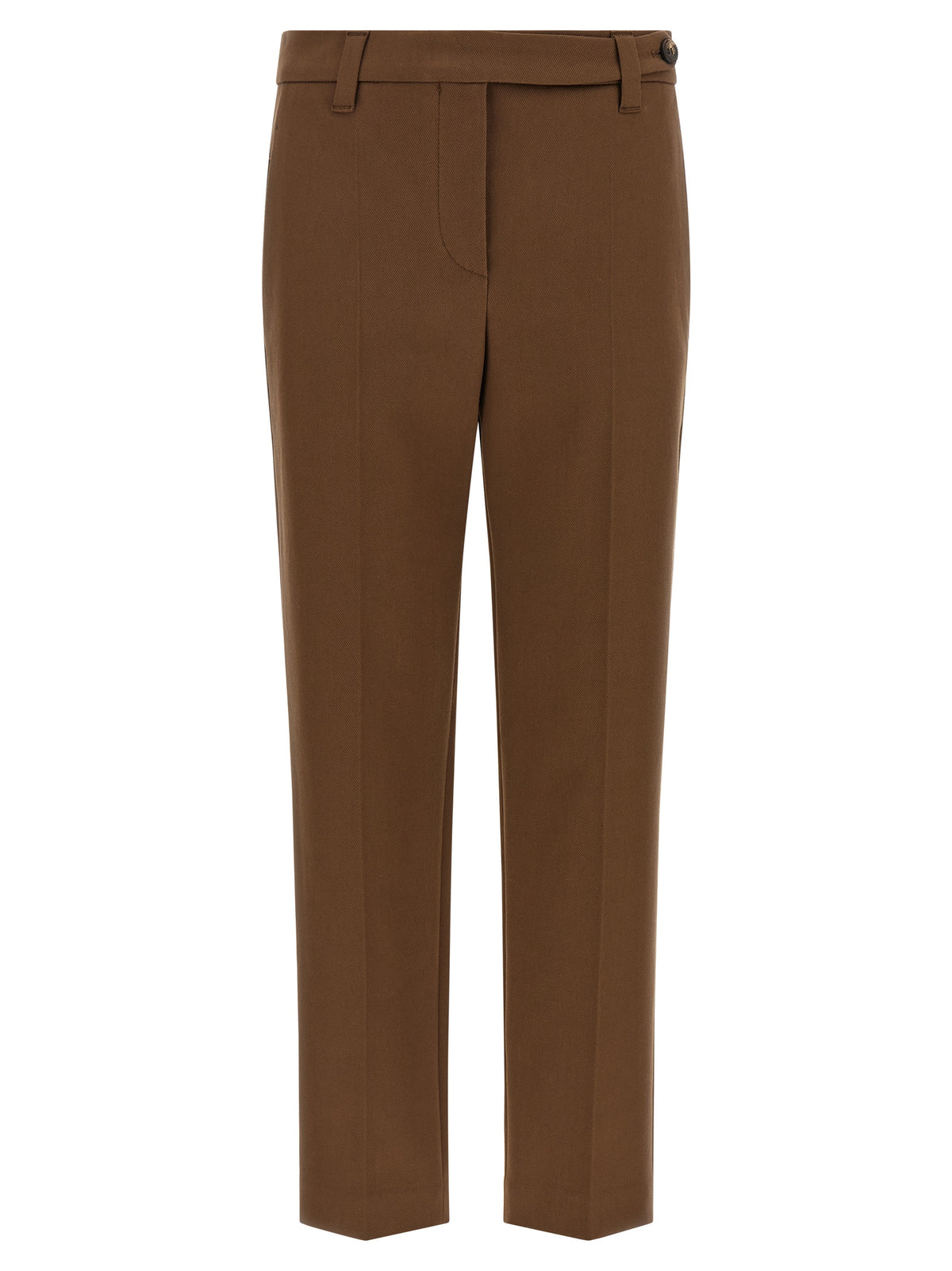 Brown Cotton Cropped Pants