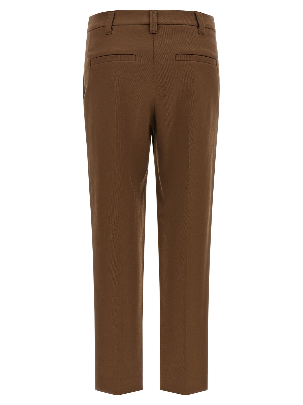 Brown Cotton Cropped Pants
