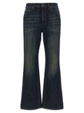Blue Cotton Flared Jeans