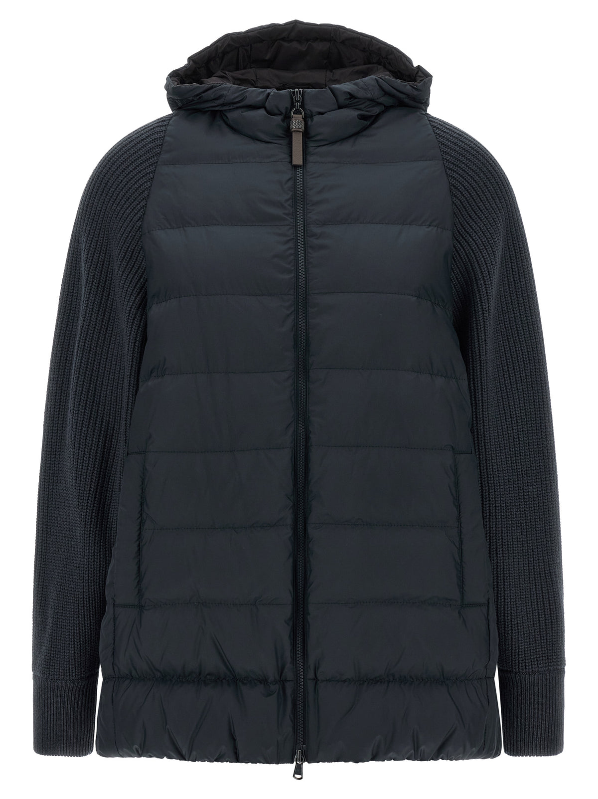 Blue Polyester Full-Length Jacket