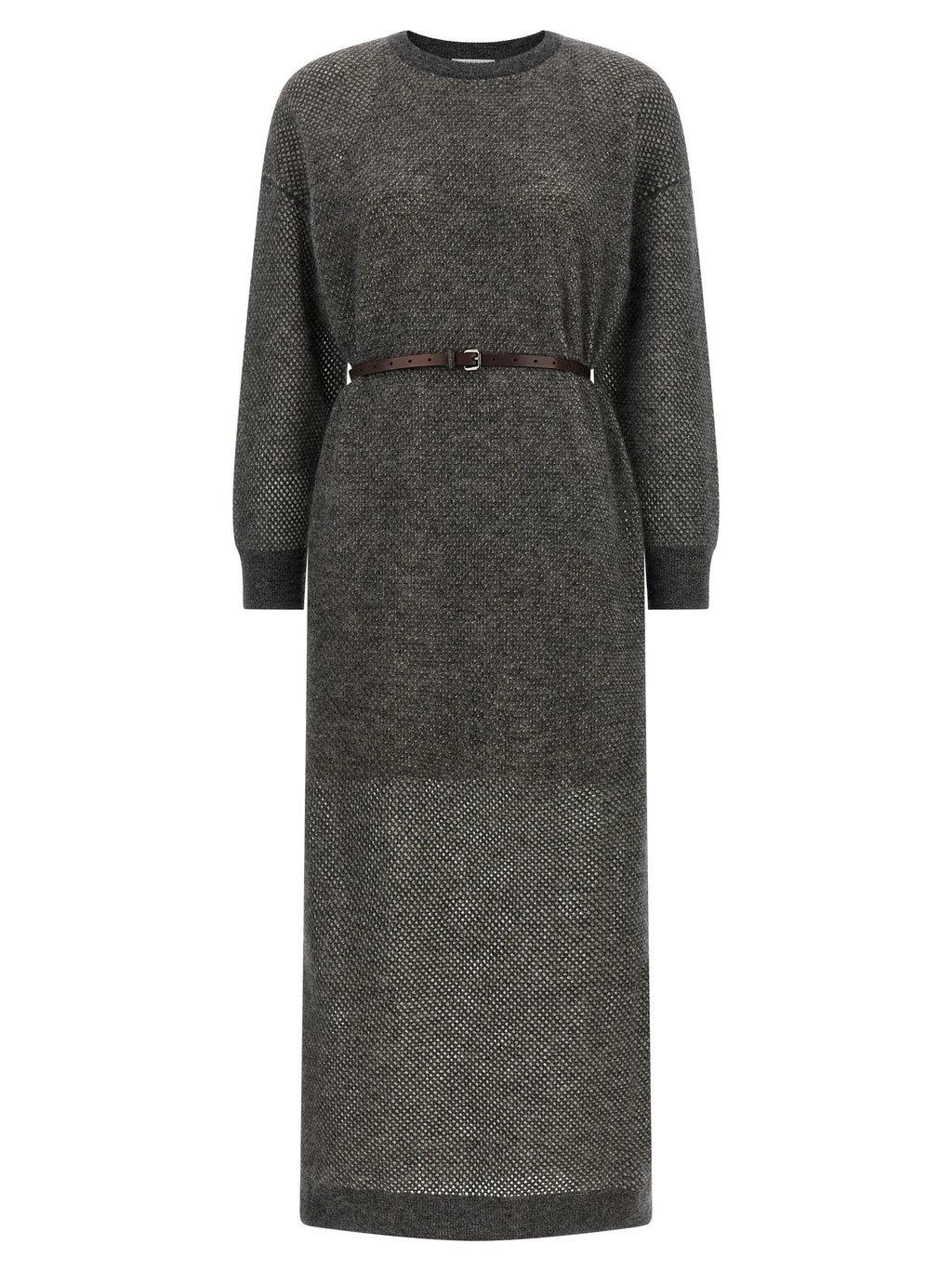Gray Wool Midi Dress