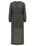 Gray Wool Midi Dress