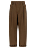 Brown Cotton Casual Pants