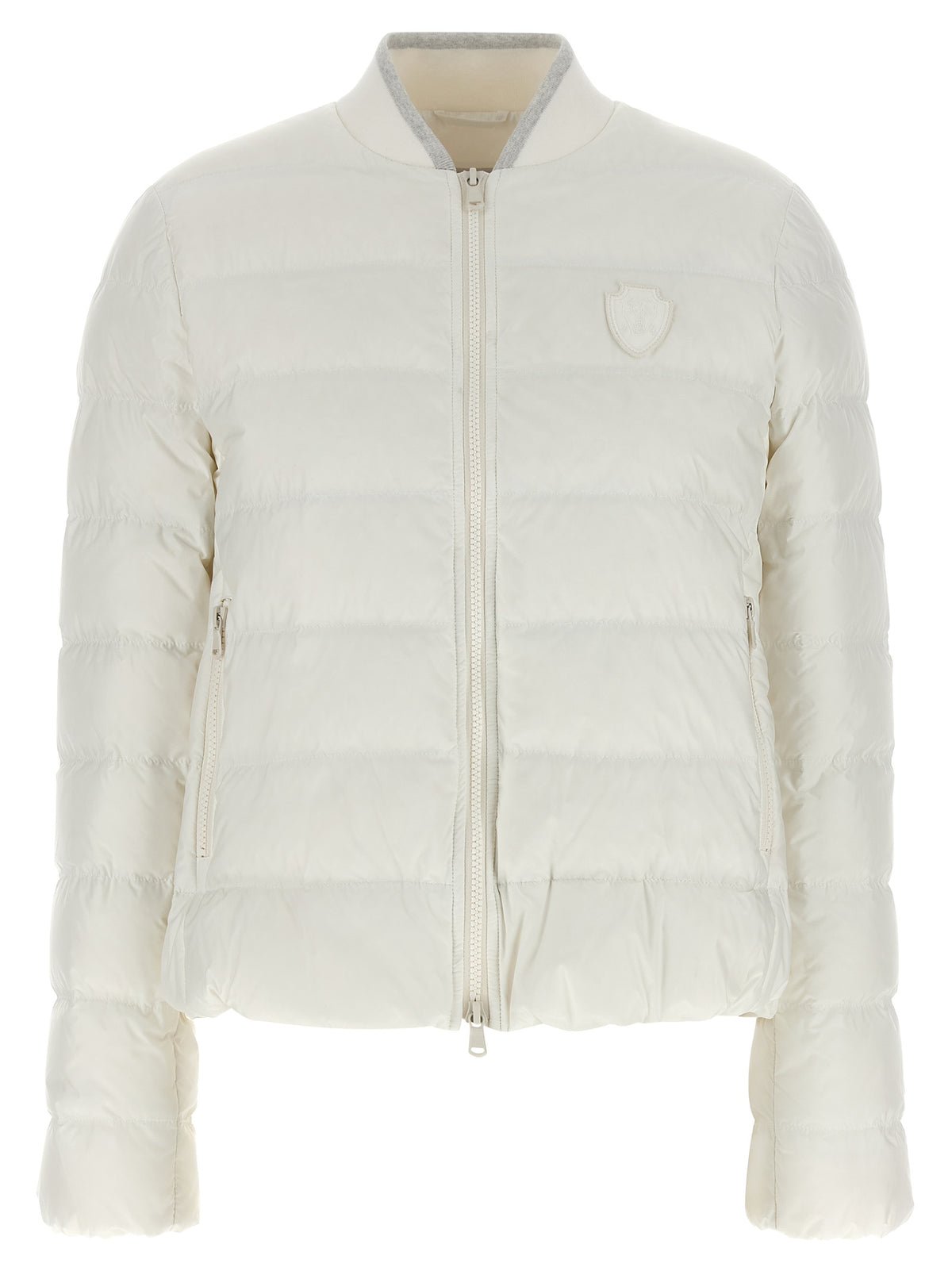 White Polyester Full-Length Jacket