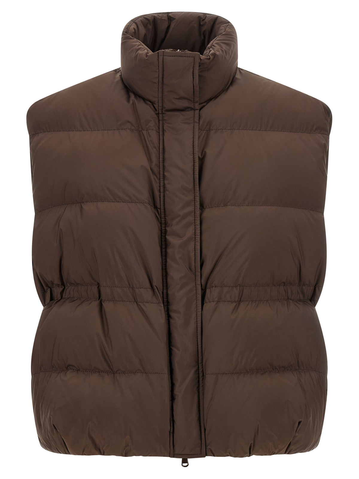 Brown Polyester Sleeveless Jacket