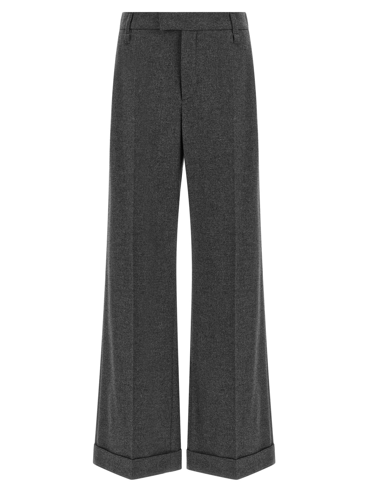 Gray Virgin Wool Casual Pants