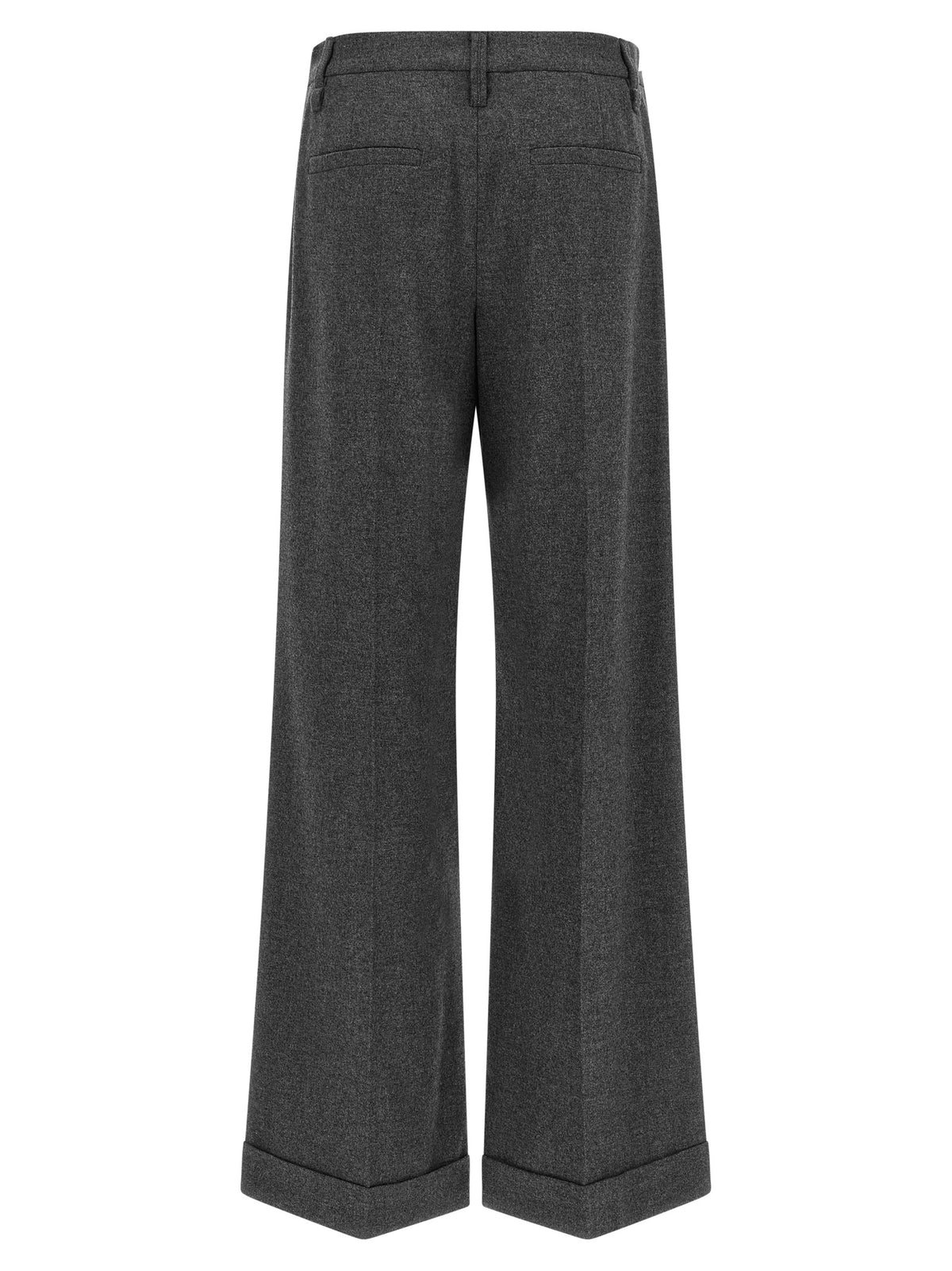 Gray Virgin Wool Casual Pants