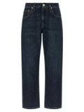 Blue Cotton Straight-Leg Jeans