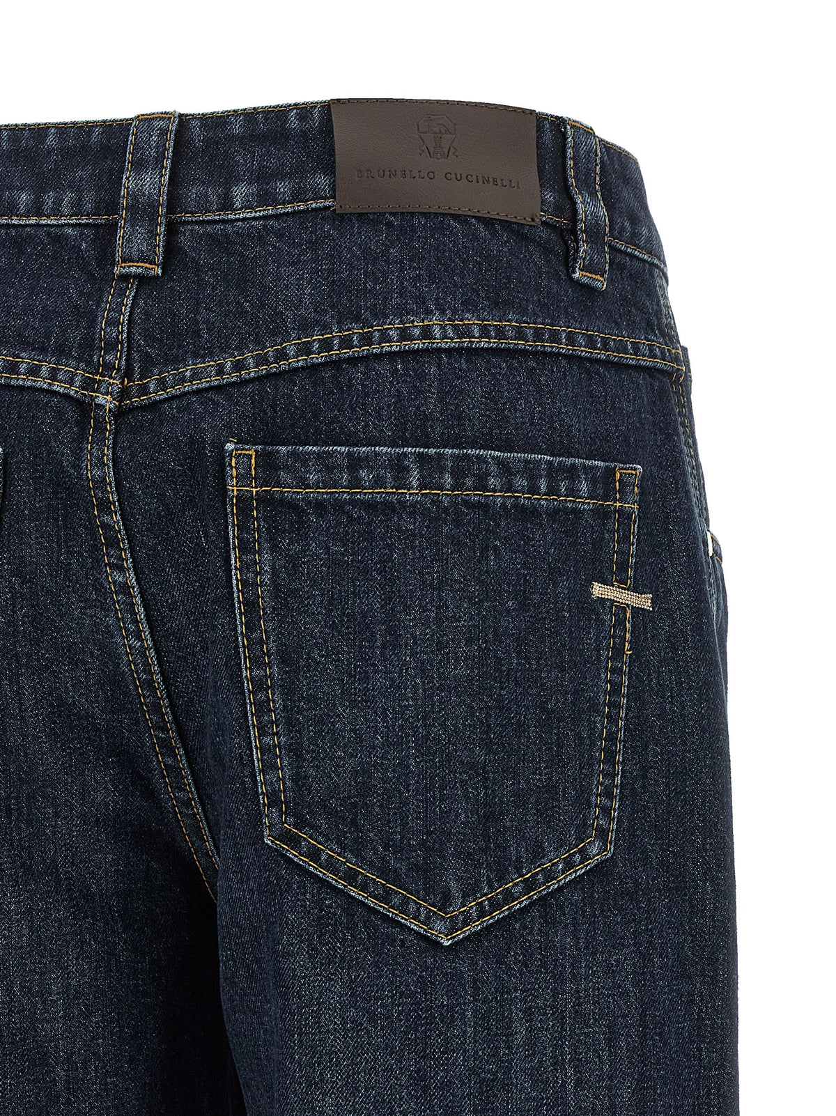 Blue Cotton Straight-Leg Jeans