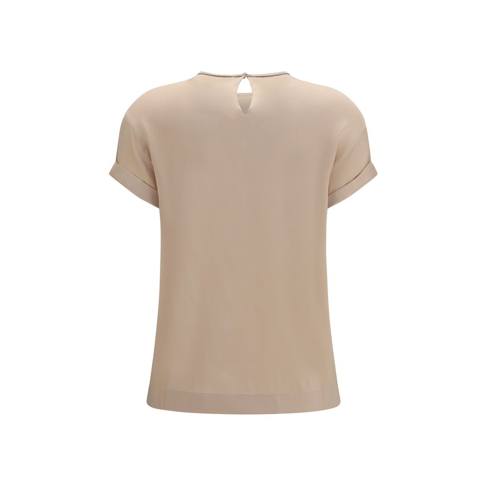 Beige Elastane Blouse