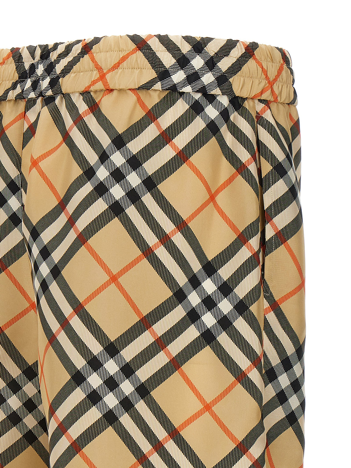 Beige Satin Bermuda Shorts
