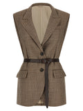 Beige Virgin Wool Sleeveless Jacket