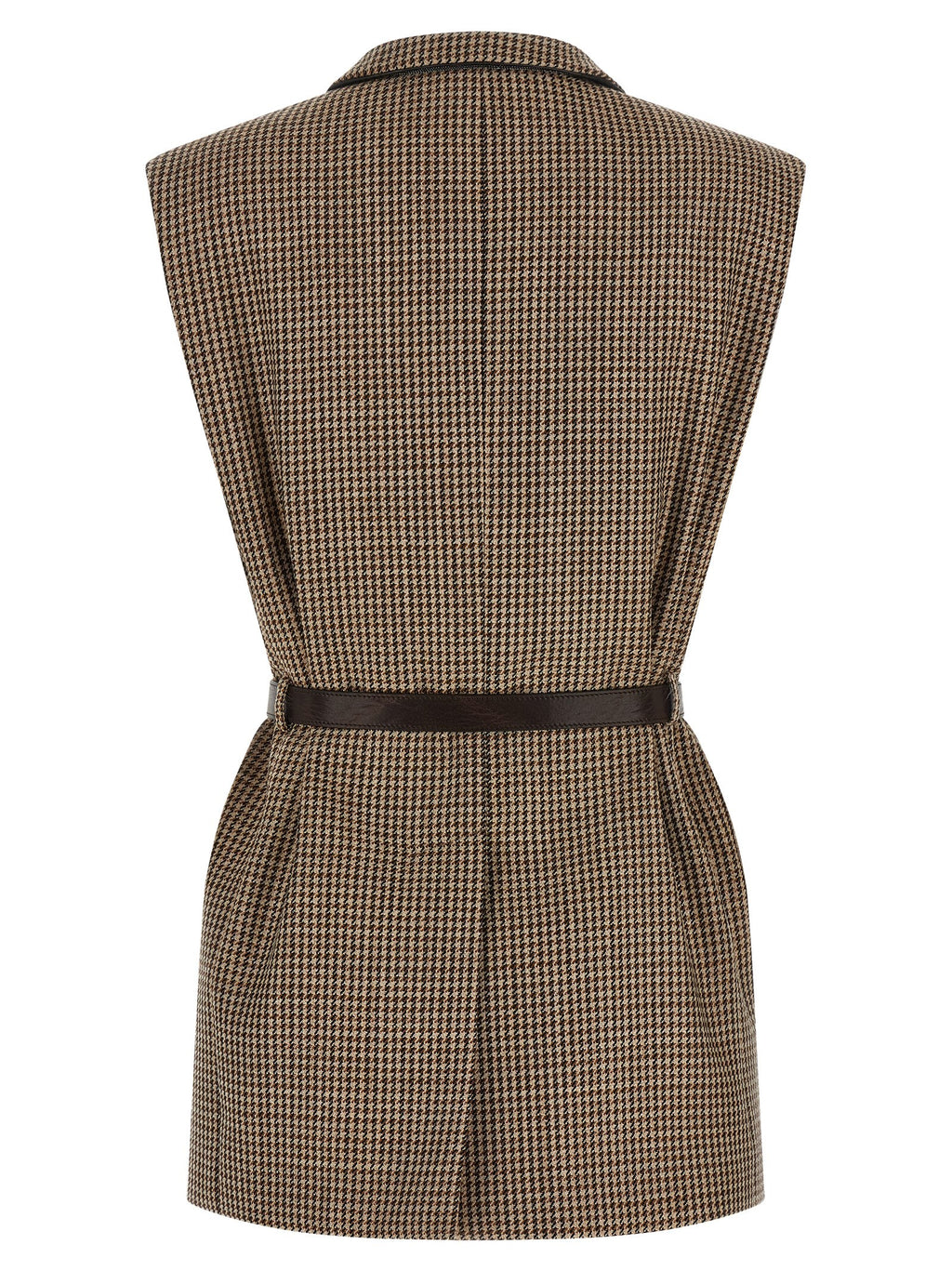 Beige Virgin Wool Sleeveless Jacket