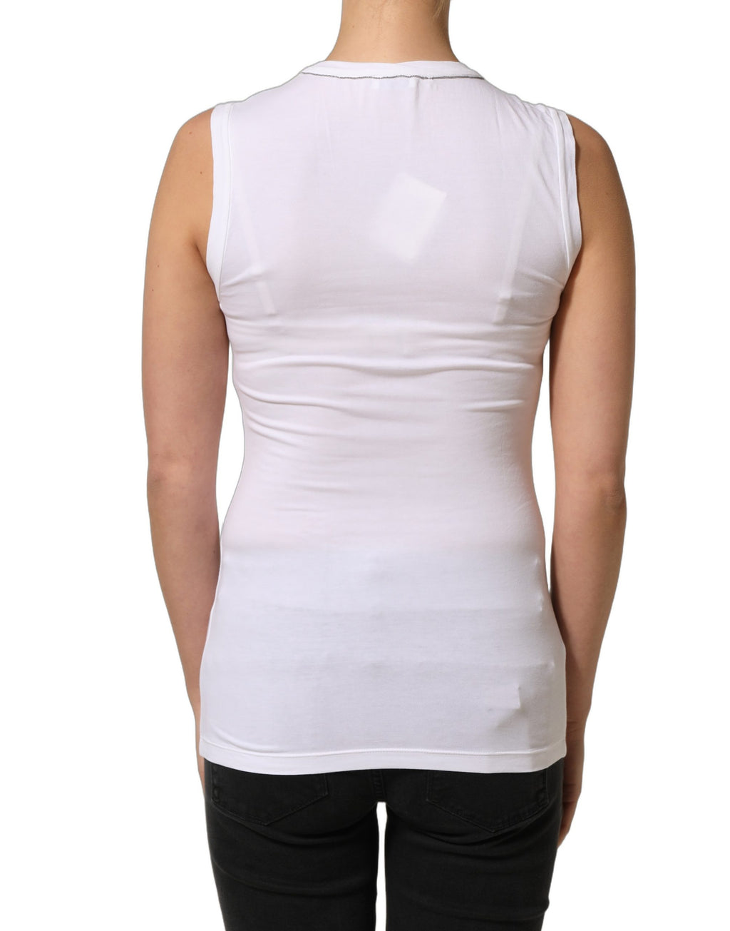 White SleeveLess Crew Neck Tank Blouse Top