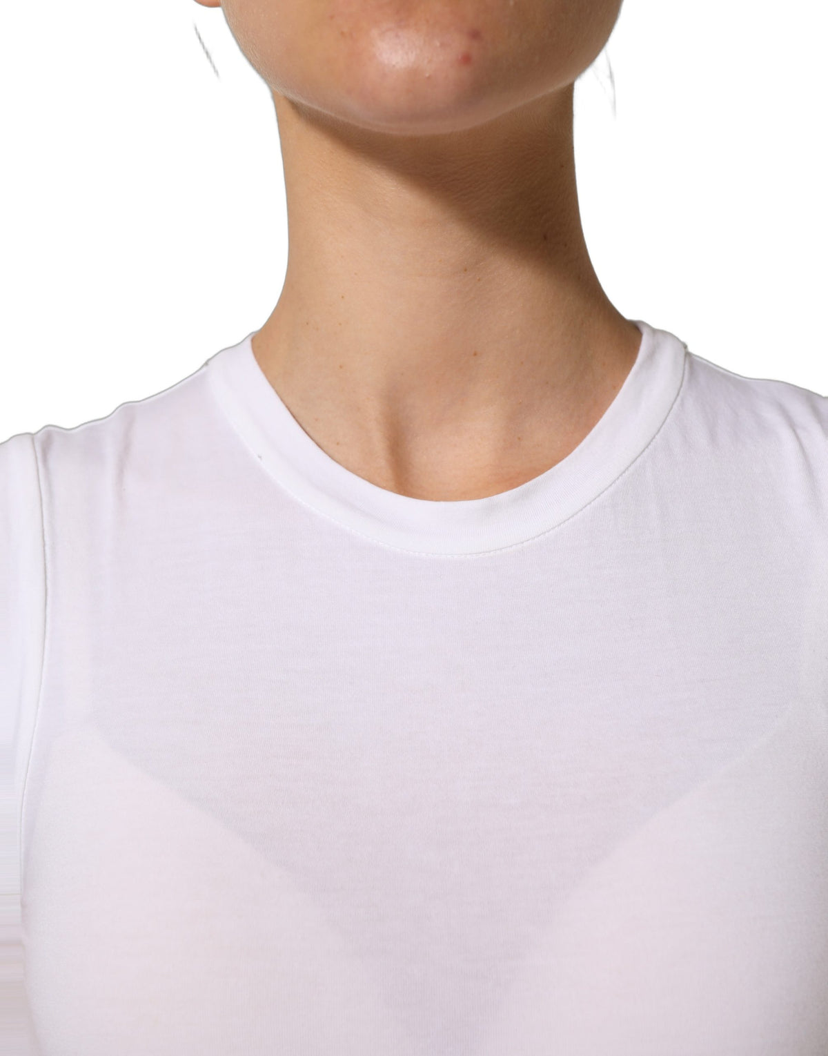 White SleeveLess Crew Neck Tank Blouse Top