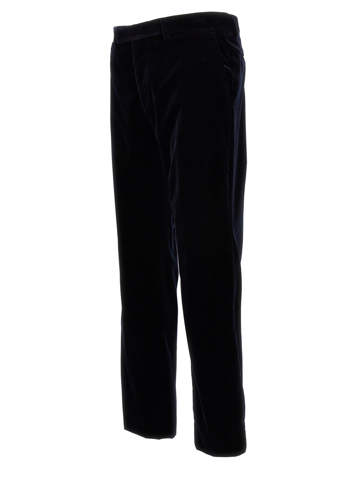 Blue Cotton Casual Pants