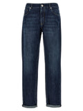 Blue Cotton Straight-Leg Jeans