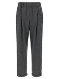 Gray Virgin Wool Casual Pants