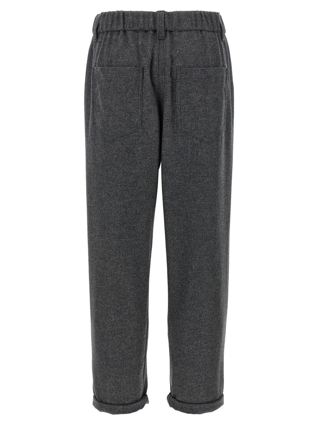 Gray Virgin Wool Casual Pants