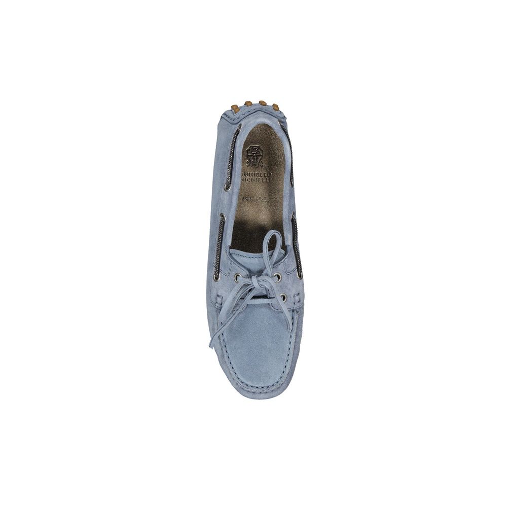 Blue Leather Slip-On Loafers